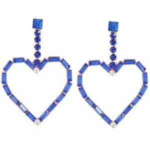 (NEW) HEART Earrings with Crystals Gold Color